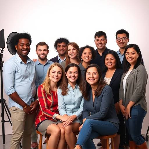 Foto de grupo del equipo de Estudio Sonido √Åureo, mostrando diversidad y profesionalismo.
